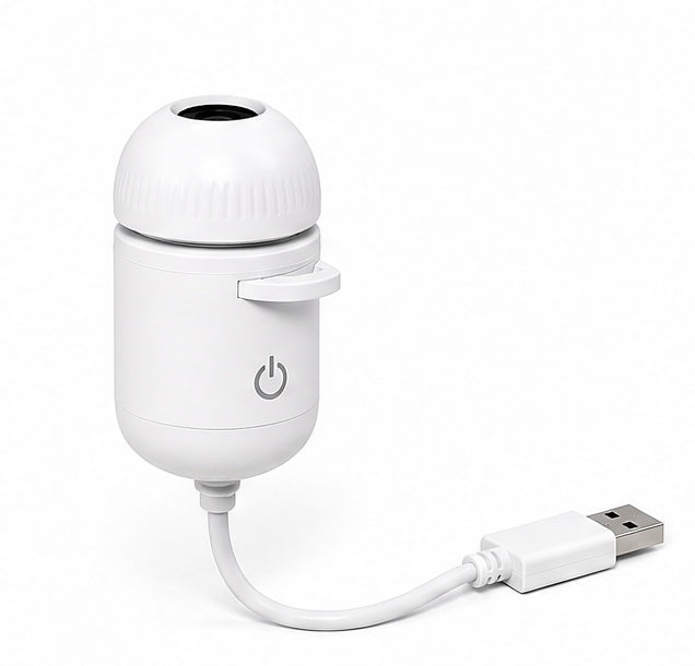 Reference rendering: off-white Quillowbe light and USB connector; adapter not shown